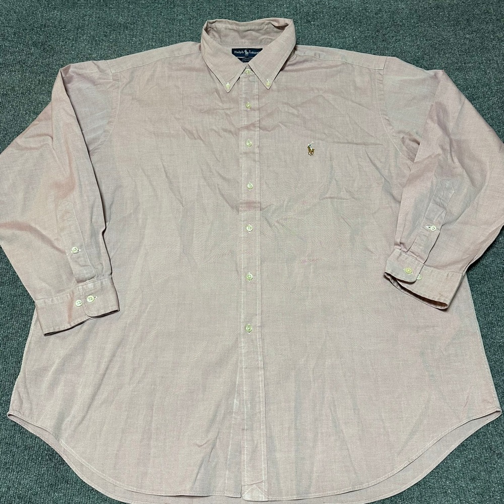 Ralph Lauren Yarmouth Mens 18 34/35 Pink Pinpoint Oxford Button Down Shirt
